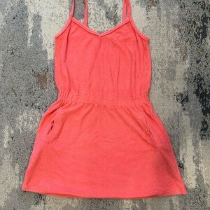 Coral Sleeveless Swimsuit cover-up with Pockets